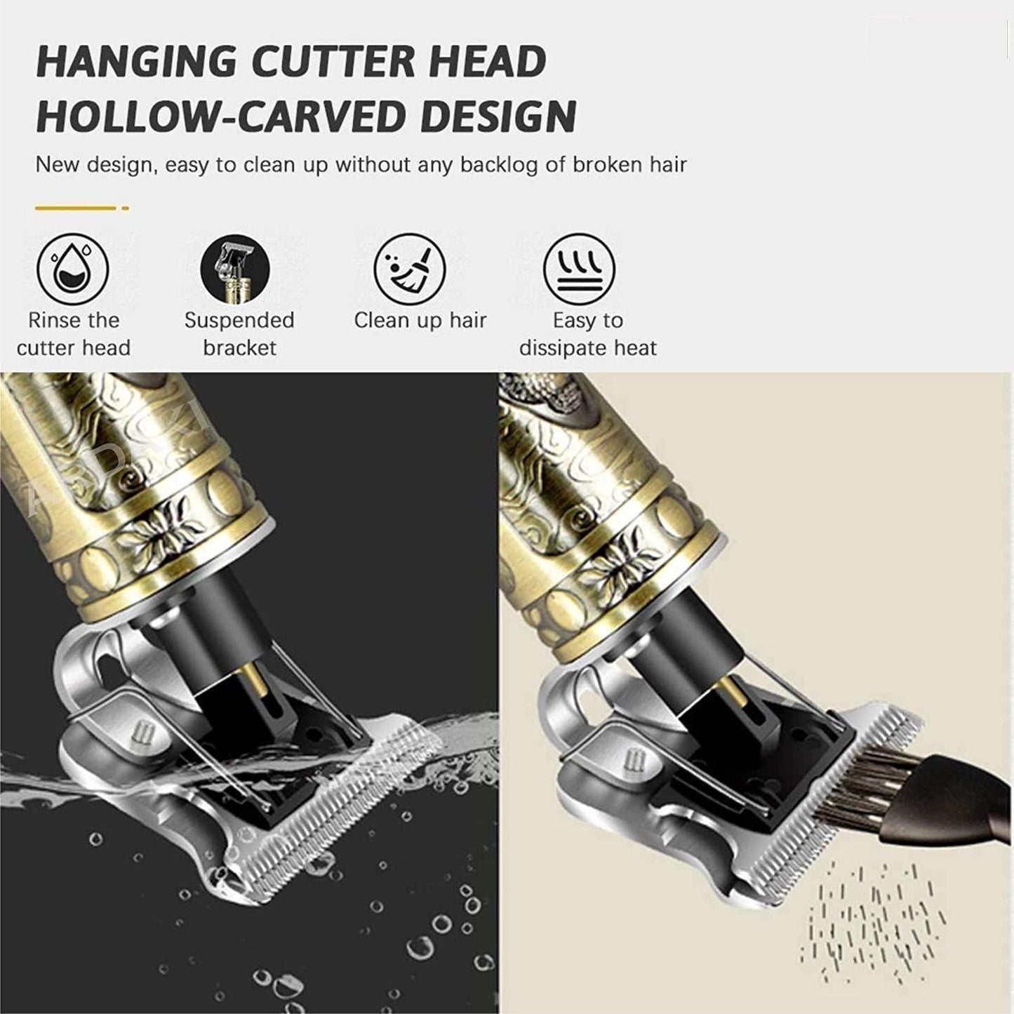 Hair Trimmer For Men Buddha Style Trimmer, Professional Hair Clipper, Adjustable Blade Clipper, Hair Trimmer and Shaver,Retro Oil Head Close Cut Precise hair Trimming Machine (Golden)